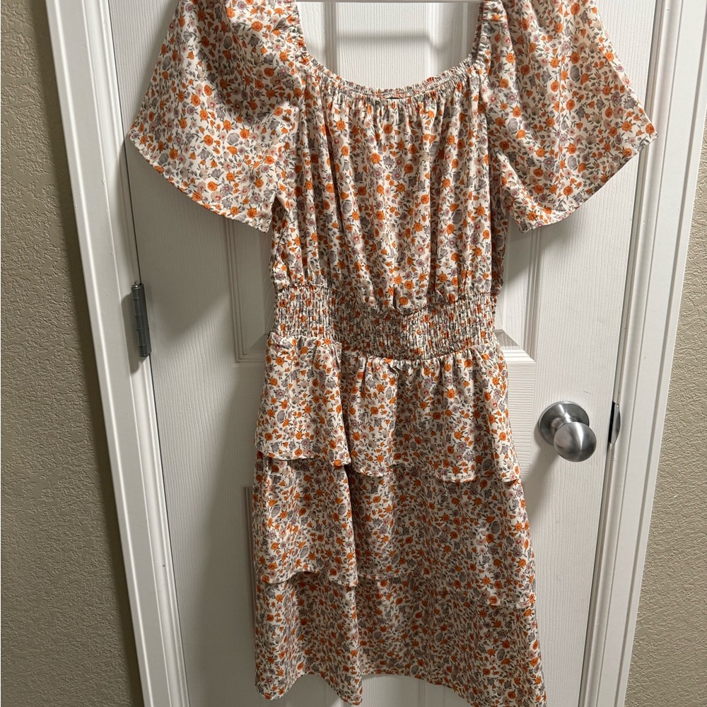 Floral Orange Kids Dress
